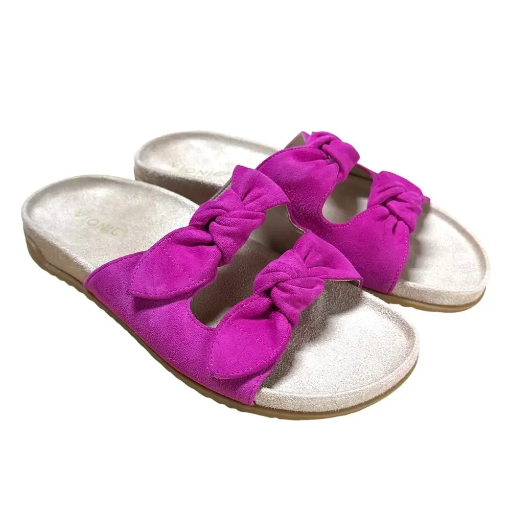 Vionic Elara Slide Sandal Rose Violet Suede Women's Size 7.5 New Without Box